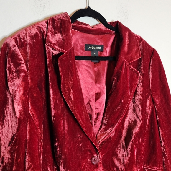 Lane Bryant Red Velvet Button Blazer Jacket Plus Size 24 - Picture 13 of 14